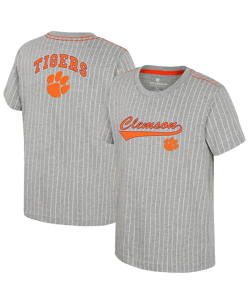 Colosseum Big Boys and Girls Heather Gray Clemson Tigers Airball Baseball T-Shirt