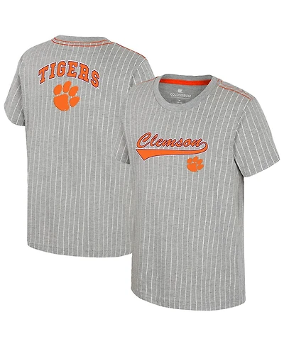 Colosseum Big Boys and Girls Heather Gray Clemson Tigers Airball Baseball T-Shirt