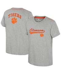 Colosseum Big Boys and Girls Heather Gray Clemson Tigers Airball Baseball T-Shirt