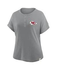Fanatics Women's Heather Gray Kansas City Chiefs Oversized Hometown Premium Henley Shirt