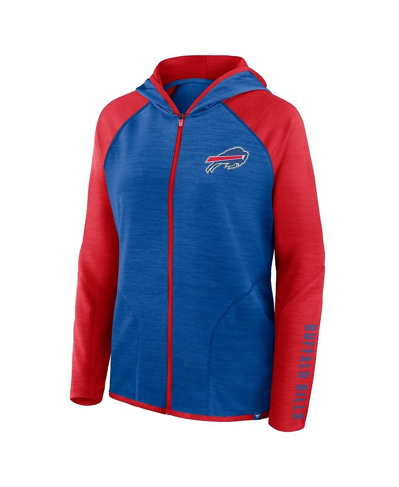 Fanatics Women's Royal/Red Buffalo Bills Redzone End Around Pass Raglan Full-Zip Hoodie