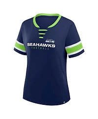 Fanatics Women's College Navy Seattle Seahawks Redzone Draw Play Athena Lace-Up T-Shirt