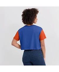 Jordan Women's Royal/Orange Florida Gators Color-Block Script Dri-fit Cropped T-Shirt