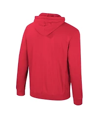 Colosseum Men's Red Wisconsin Badgers Big Tall Cap E-Tan Pullover Hoodie