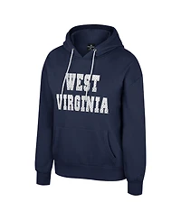 Colosseum Women's Navy West Virginia Mountaineers Reflection Rhinestone Drawcord Pullover Hoodie