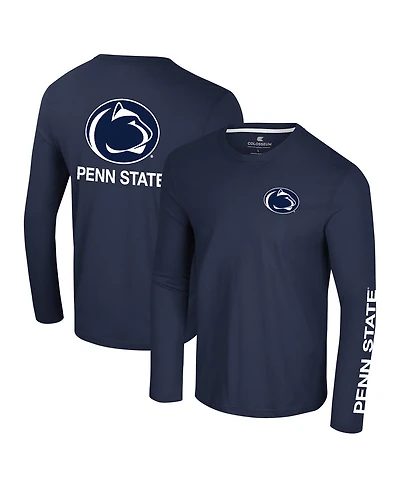 Colosseum Men's Navy Penn State Nittany Lions Logo Lockup 3-Hit Active Blend Long Sleeve T-Shirt
