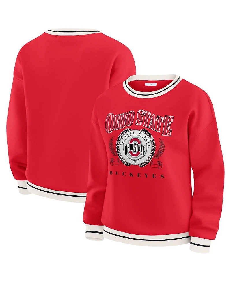 Wear by Erin Andrews Women's Scarlet Ohio State Buckeyes Seal Sweatshirt