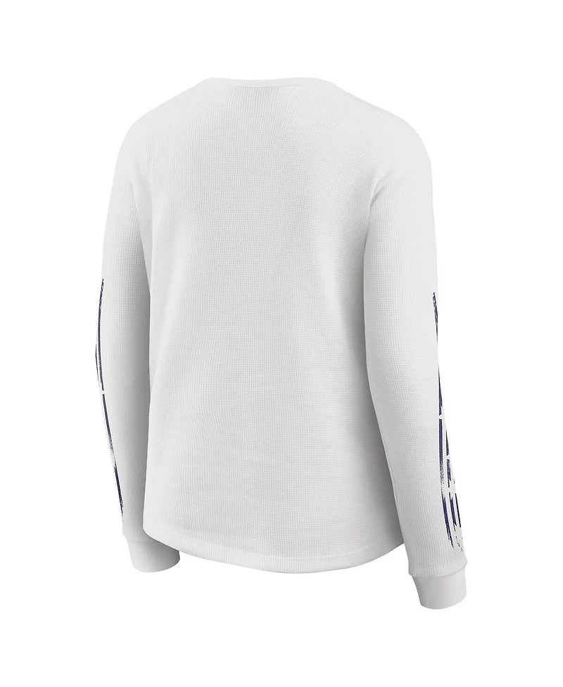 Wear by Erin Andrews Women's White Baltimore Ravens Graphic Waffle Long-Sleeve T-Shirt