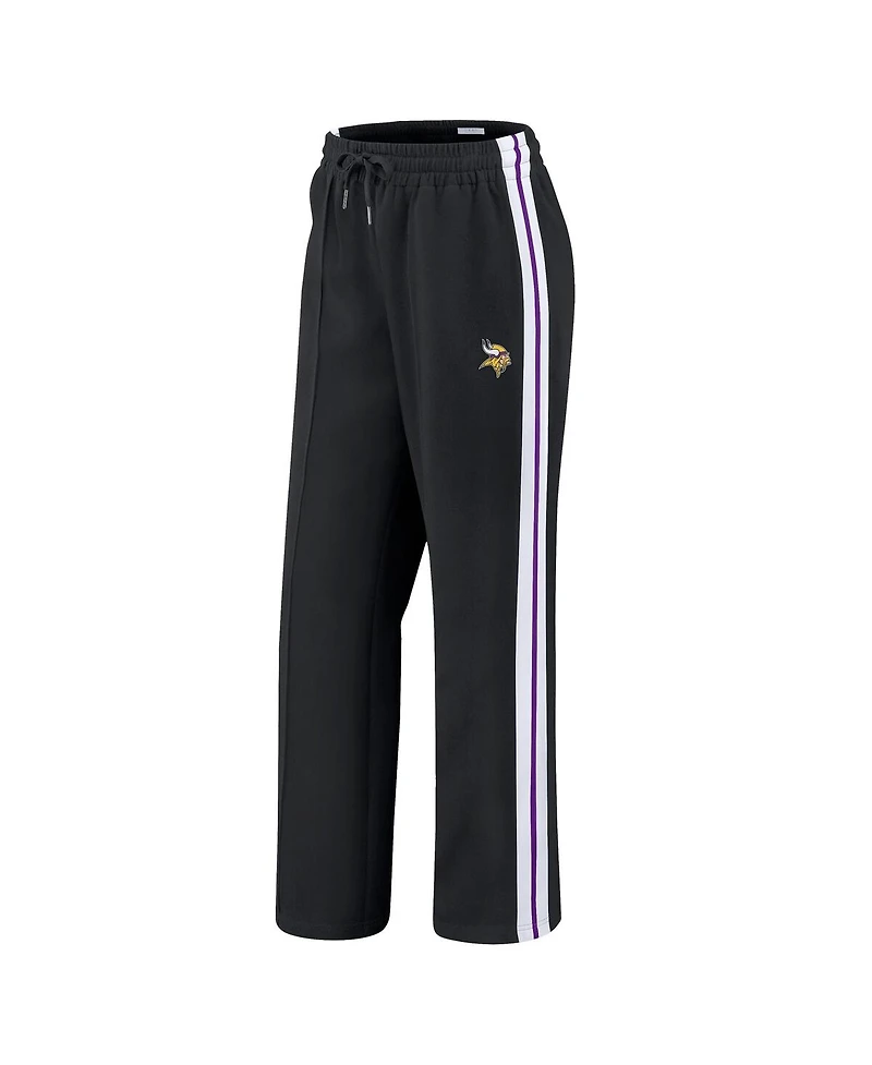 Wear by Erin Andrews Women's Black Minnesota Vikings Color-Block Straight Leg Pants