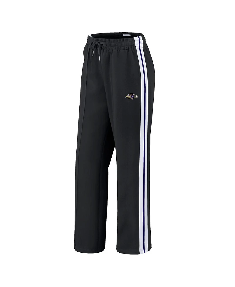 Wear by Erin Andrews Women's Black Baltimore Ravens Color-Block Straight Leg Pants