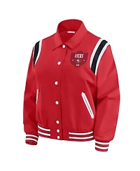 Wear by Erin Andrews Women's Scarlet San Francisco 49ers Varsity Lightweight Full-Snap Jacket