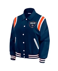 Wear by Erin Andrews Women's Navy Denver Broncos Varsity Lightweight Full-Snap Jacket