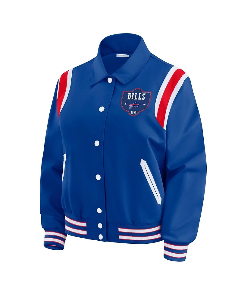 Wear by Erin Andrews Women's Royal Buffalo Bills Varsity Lightweight Full-Snap Jacket