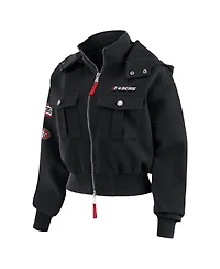 Wear by Erin Andrews Women's Black San Francisco 49ers Patch Pocket Bomber Jacket