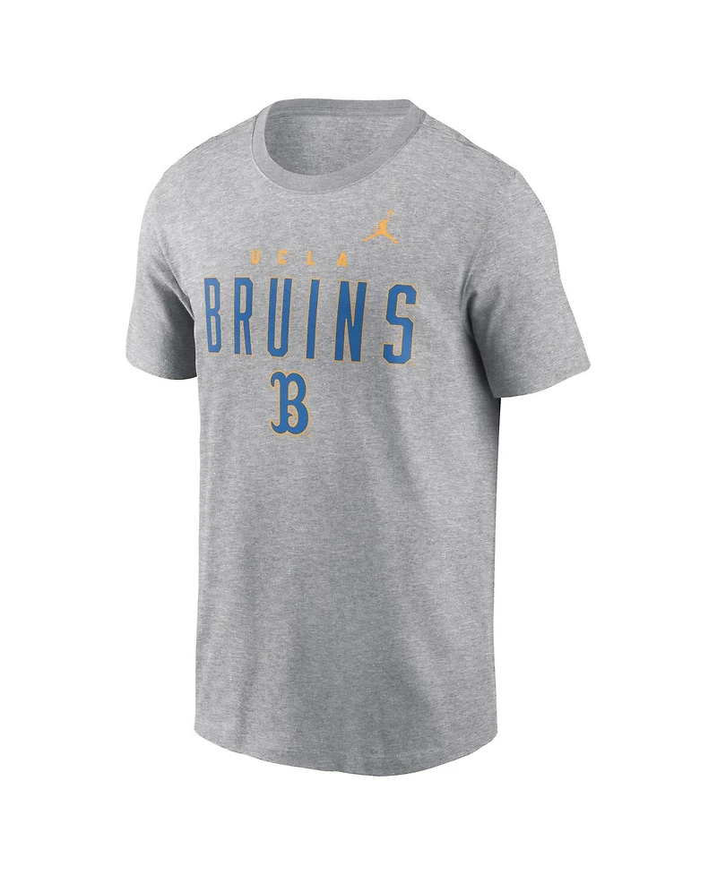 Jordan Men's Heather Gray Ucla Bruins Campus 2-Hit Primary Mascot T-Shirt