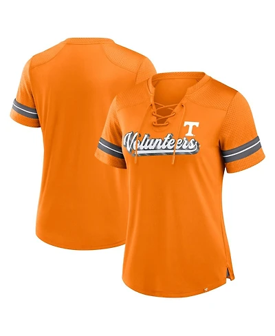 Fanatics Women's Tennessee Orange Volunteers Fundamental Overtime Readiness Athena Lace-Up V-Neck T-Shirt