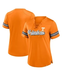 Fanatics Women's Tennessee Orange Volunteers Fundamental Overtime Readiness Athena Lace-Up V-Neck T-Shirt