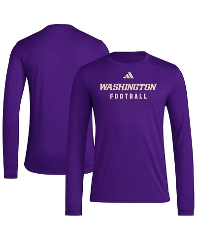 Adidas Men's Purple Washington Huskies Locker Practice Football Pre-Game Long Sleeve T-Shirt