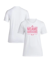 Adidas Women's White Miami Hurricanes 2024 Breast Cancer Awareness Pregame T-Shirt