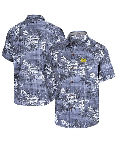 Tommy Bahama Men's Navy Michigan Wolverines Coconut Point Palmetta IslandZone Camp Button-Up Shirt
