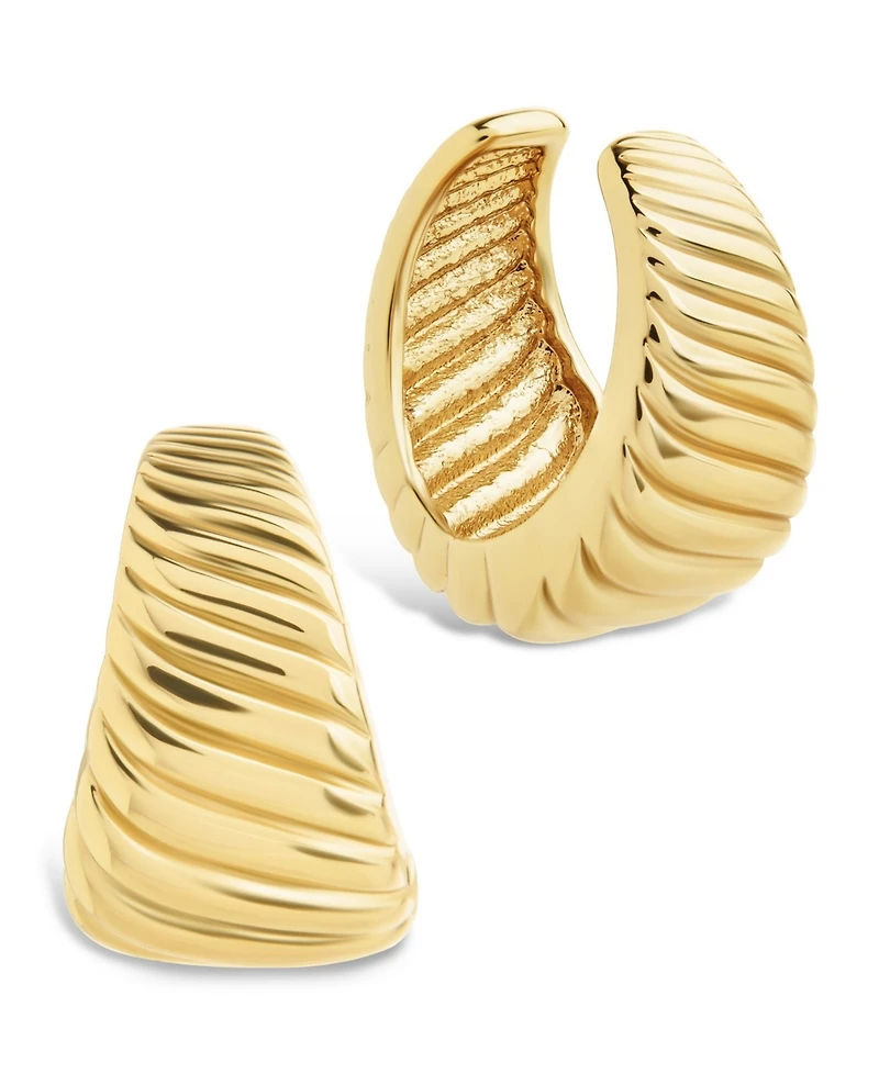 Sterling Forever Beth Twisted Croissant Ear Cuff Earrings
