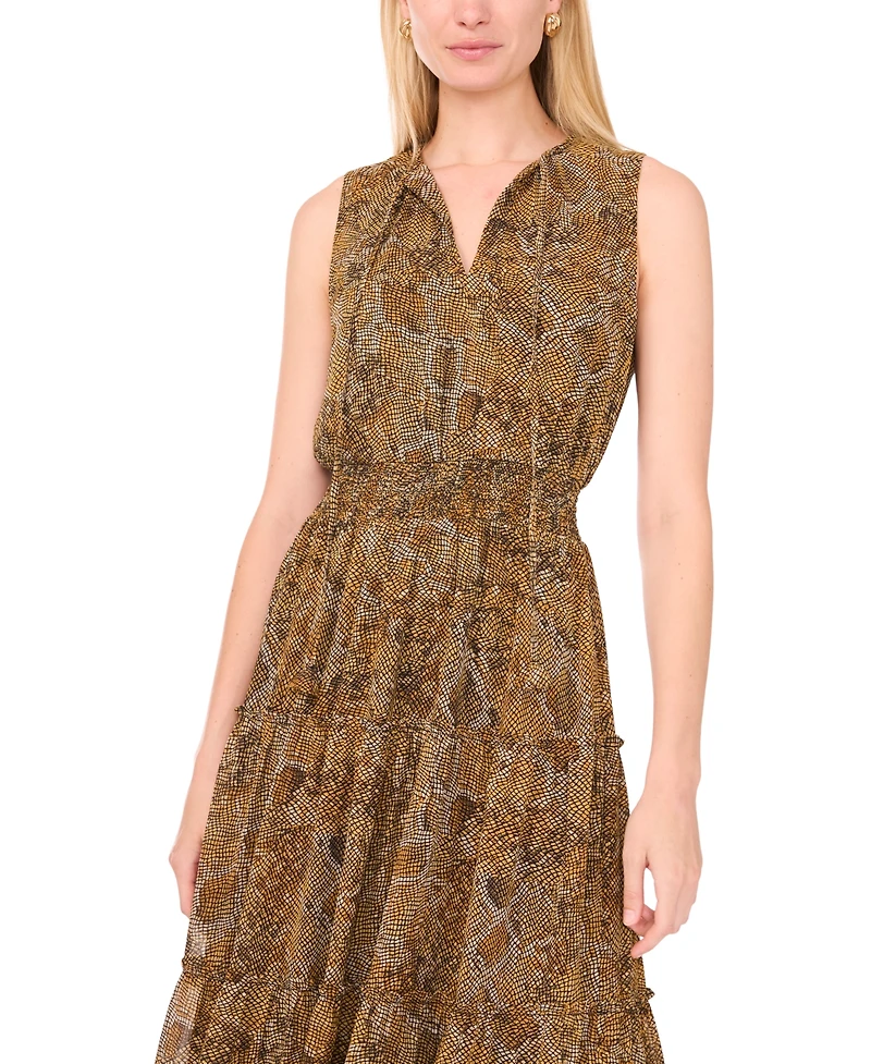 1.state Women's Tie Neck Tiered Sleeveless Dress