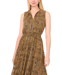 1.state Women's Tie Neck Tiered Sleeveless Dress