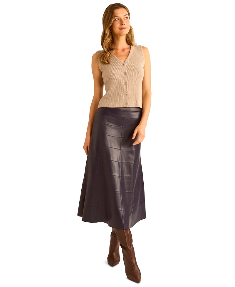 1.state Women's V Neck Button Up Sweater Vest