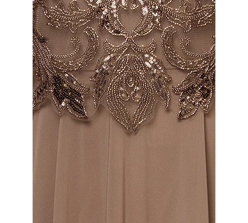 Xscape Plus Bead Detail A-line Maxi Dress