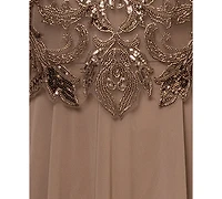 Xscape Plus Bead Detail A-line Maxi Dress