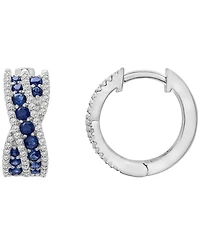 Macy's Lab Grown Blue Sapphire (7/8 ct. t.w.) and White Sapphire (1/5 ct. t.w.) Twist Earrings in Sterling Silver
