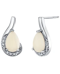 Macy's Opal (1-1/2 ct. t.w.) & Diamond (1/8 ct.t.w.) Earrings in 10k White Gold