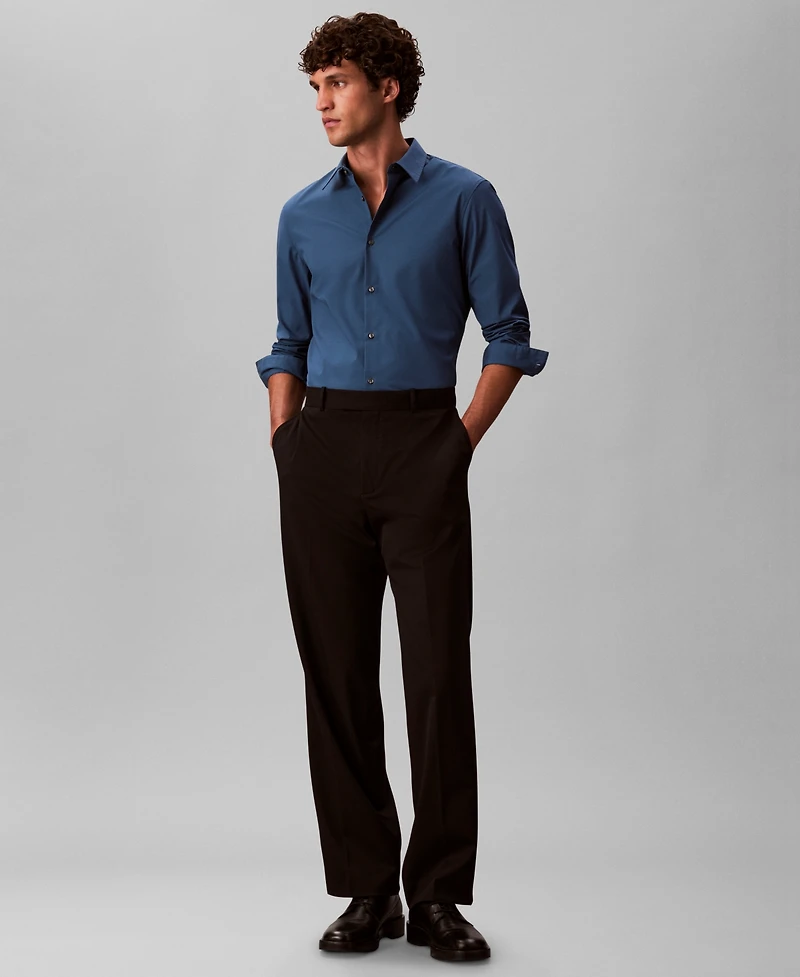 Calvin Klein Men's Slim Fit Supima Stretch Long Sleeve Button-Front Shirt