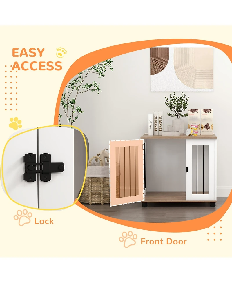 PawHut Dog Crate Furniture, Side or End Table w/ Door for Small Medium Dogs