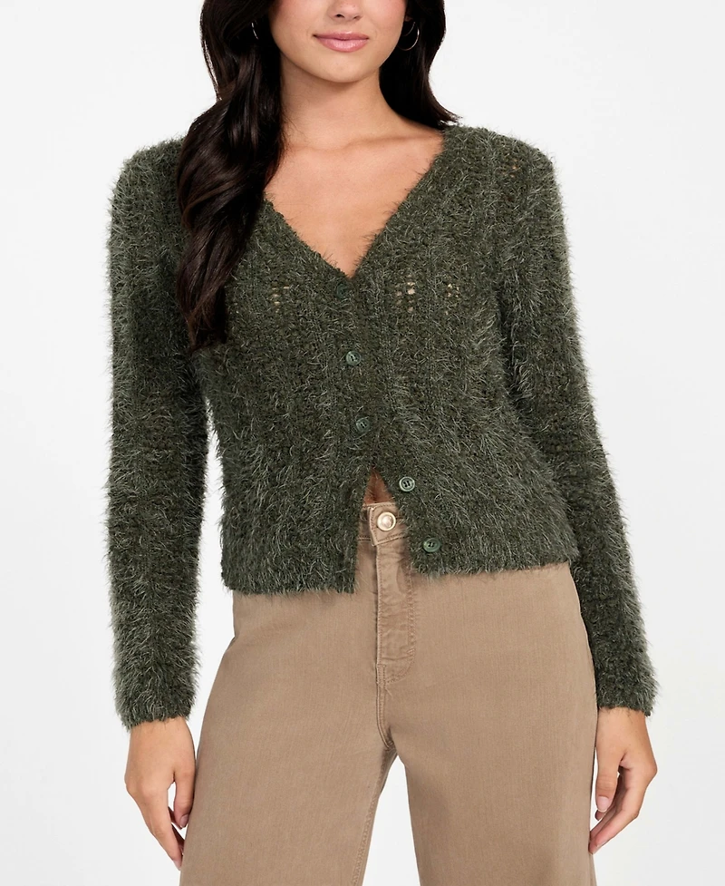 Guess Women's Bea Open Stitch Long Sleeve Cardigan Sweater