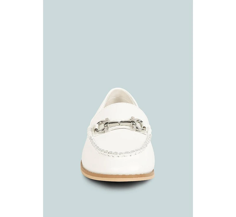 Holda Womens Horsebit Embellished Loafers With Stitch Detail