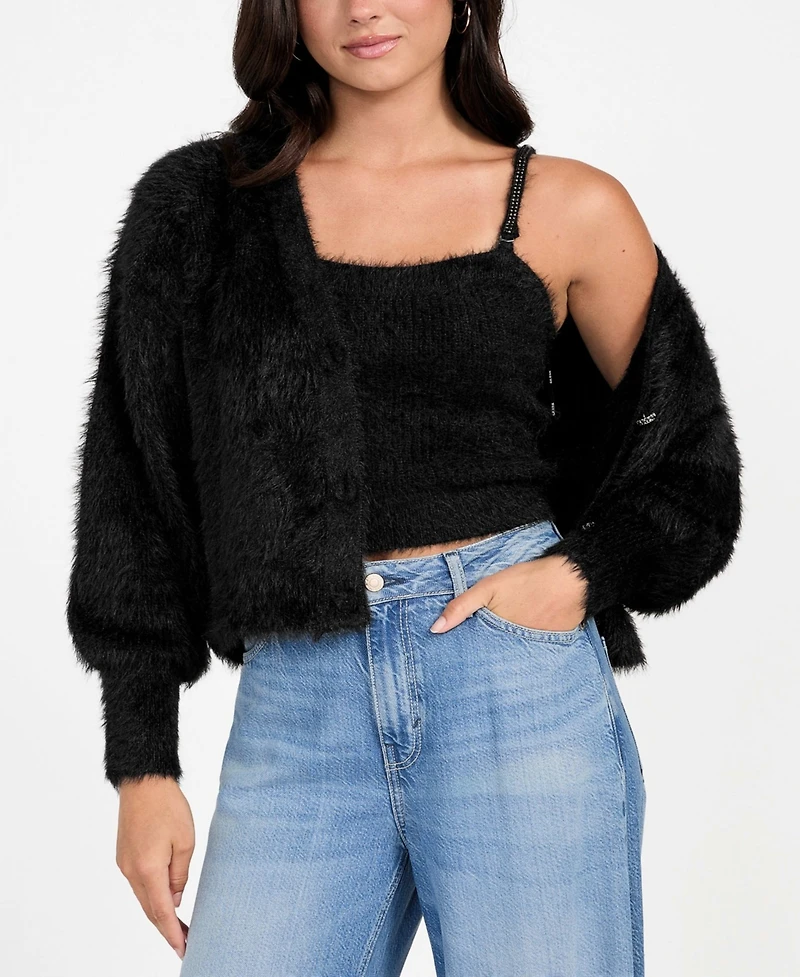 Guess Women's Cropped Bralette Sleeveless Sweater