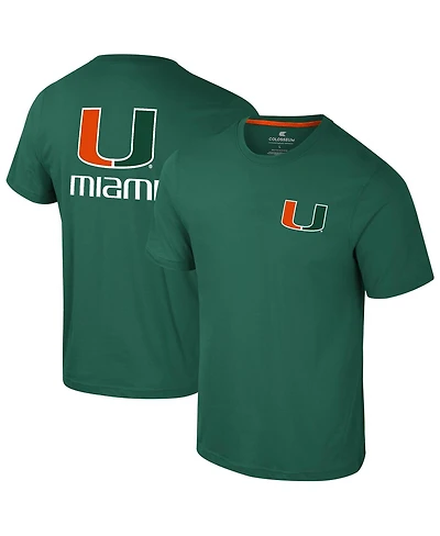 Colosseum Men's Green Miami Hurricanes Logo Lockup Active Blend T-Shirt
