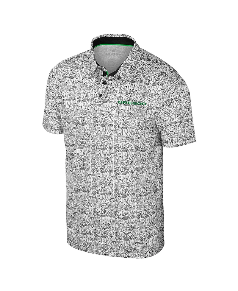 Colosseum Men's Green Oregon Ducks It's Time All Over Print Polo Shirt