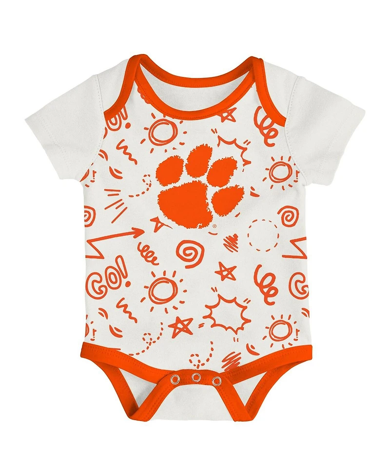 Outerstuff Baby Boys and Girls 3-Pack Clemson Tigers All Day Play Bodysuit Set
