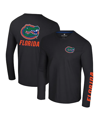 Colosseum Men's Black Florida Gators Logo Lockup 3-Hit Active Blend Long Sleeve T-Shirt