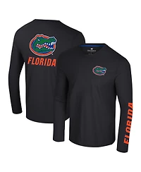 Colosseum Men's Black Florida Gators Logo Lockup 3-Hit Active Blend Long Sleeve T-Shirt