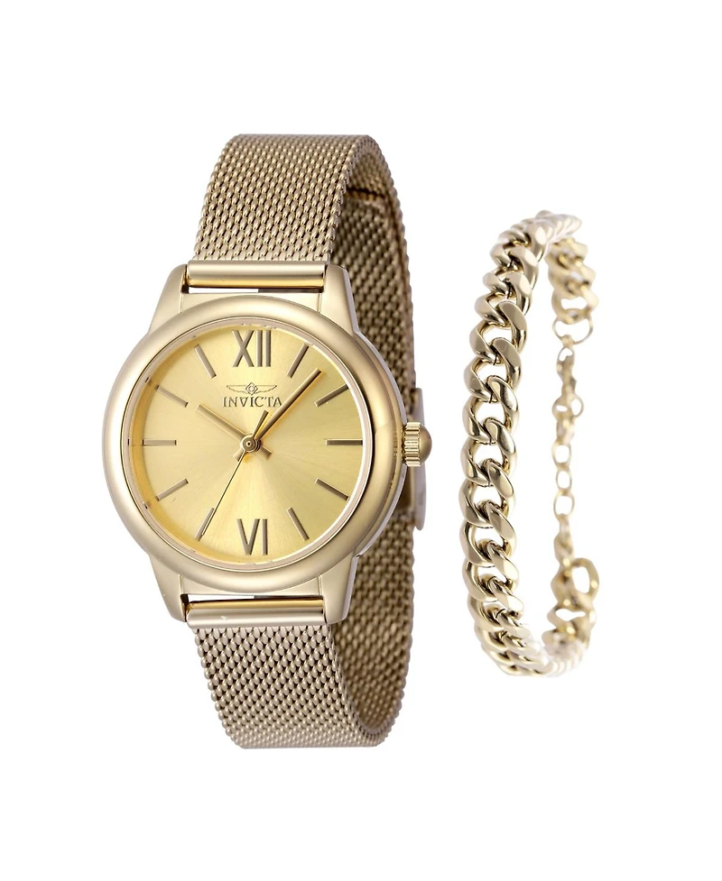 Invicta Women's Angel Quartz 3 Hand Gold Dial Watch