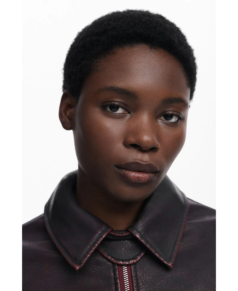 Desigual Women's Burgundy faux leather jacket