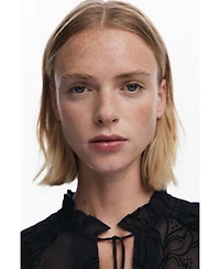 Desigual Women's Flocked sheer blouse