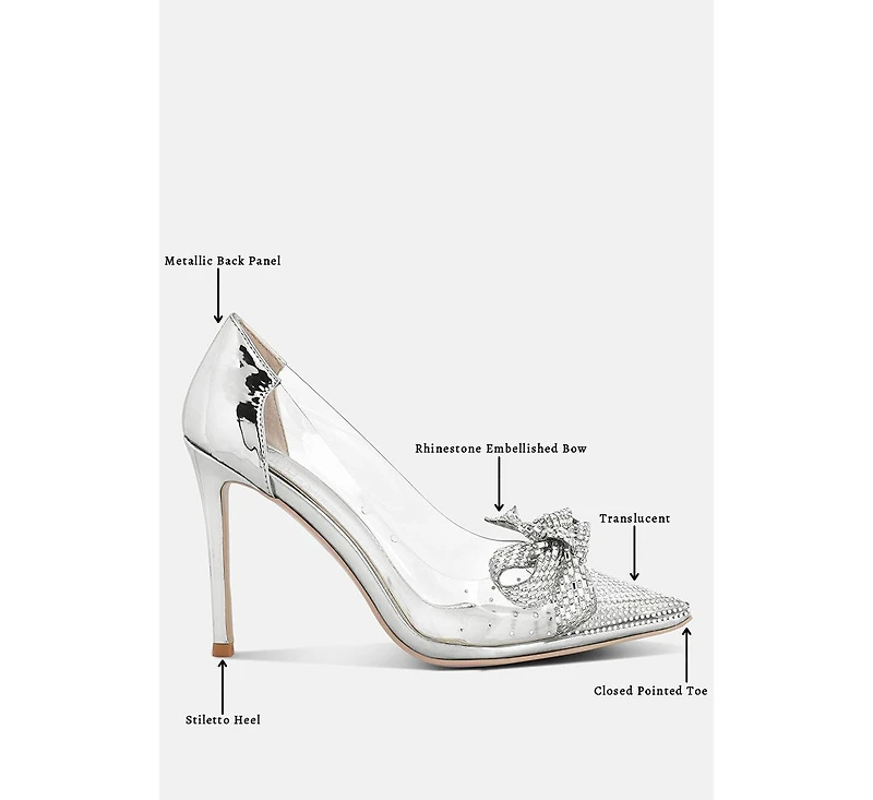 Women Erika Rhinestones Embellished Clear Pump Shoes