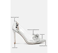 Women Erika Rhinestones Embellished Clear Pump Shoes
