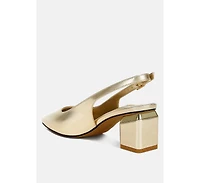 Zofoya Metallic Faux Leather Slingback Sandals Women