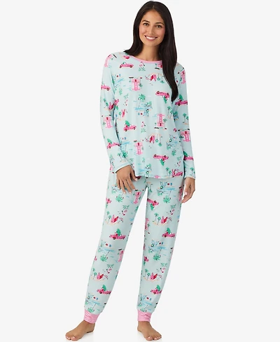 Cuddl Duds Women's 2-Piece Brushed Sweater Knit Long Sleeve Jogger Pajama Set