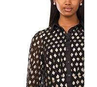 Msk Petite Collar Neck Long Sleeve Shirt Dress